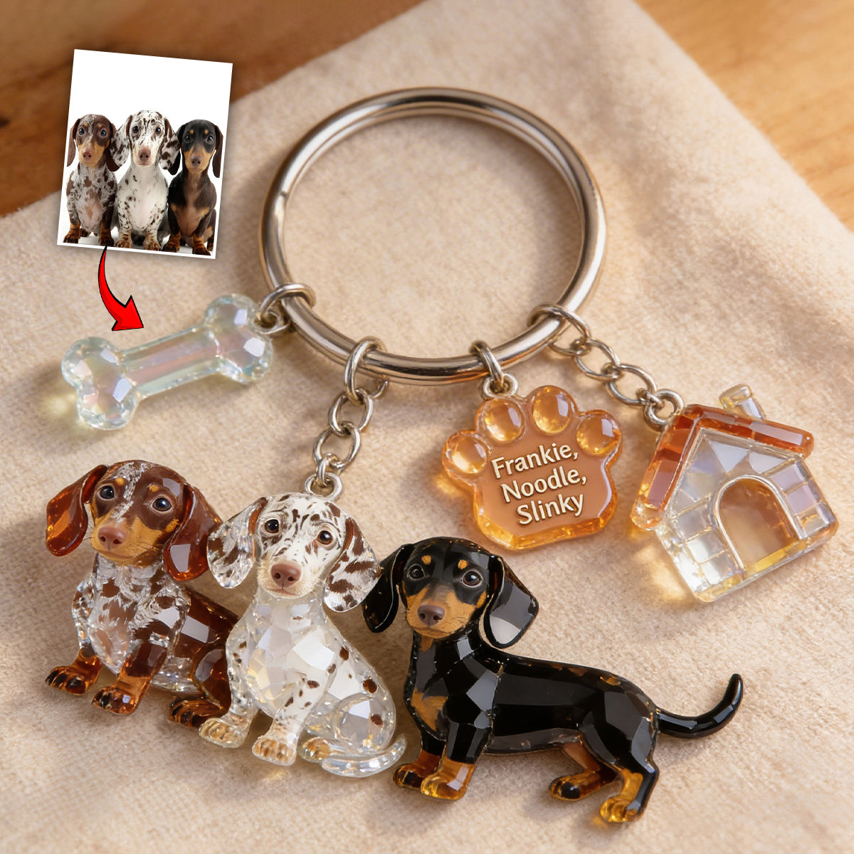 I Love My Dog - Personalized Dog Keychain With Charms