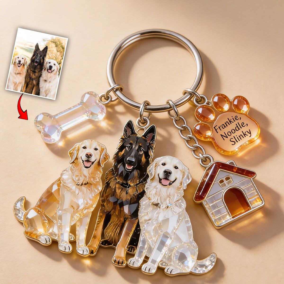 I Love My Dog - Personalized Dog Keychain With Charms