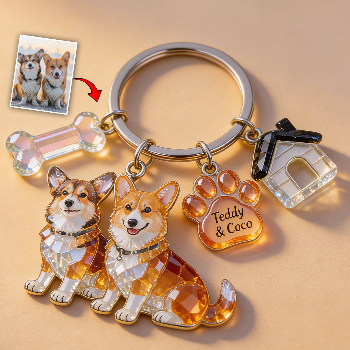 I Love My Dog - Personalized Dog Keychain With Charms