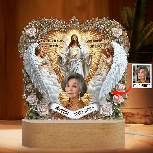 My Mom Was So Amazing - Personalized Memorial Mother Shaped Plaque Light Base