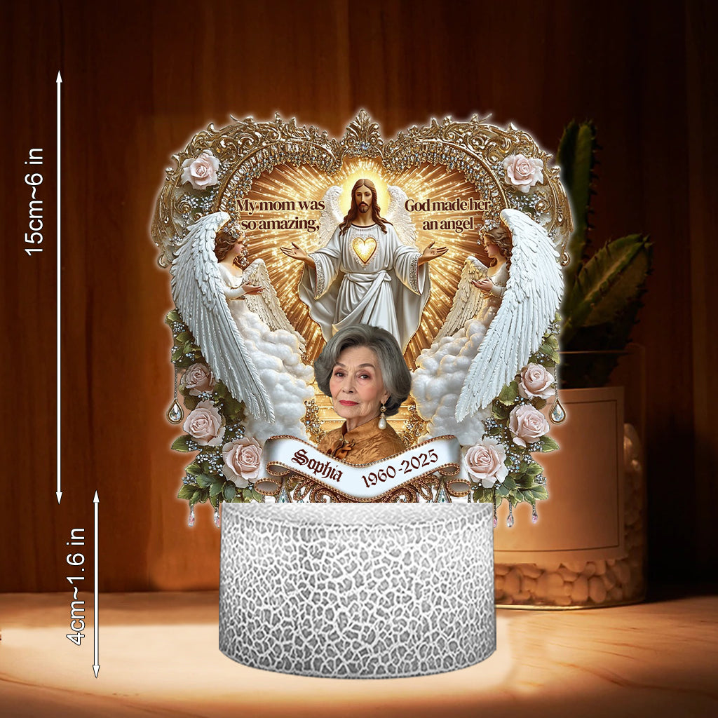 My Mom Was So Amazing - Personalized Memorial Mother Shaped Plaque Light Base