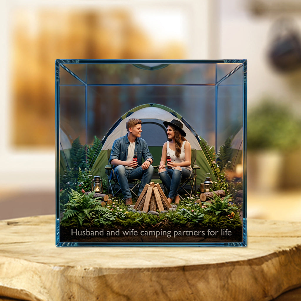 Custom Camping Couple - Personalized Camping Custom Shaped Acrylic Plaque