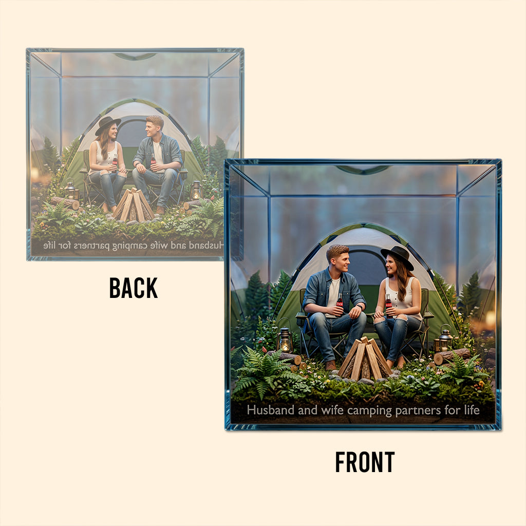 Custom Camping Couple - Personalized Camping Custom Shaped Acrylic Plaque