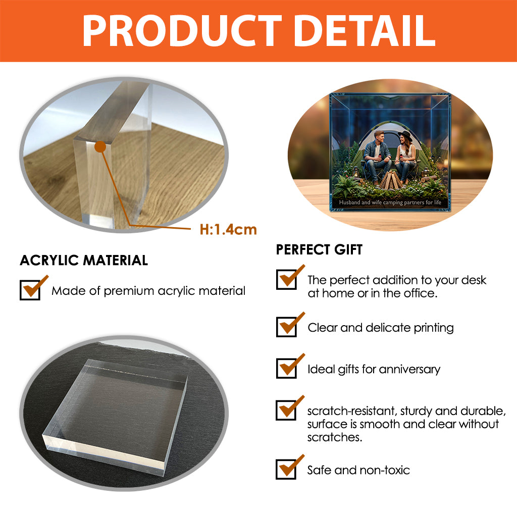 Custom Camping Couple - Personalized Camping Custom Shaped Acrylic Plaque