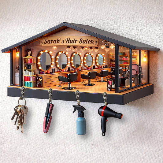 Cadeau pour coiffeur, salon de coiffure - Présentoir suspendu personnalisé en forme de coiffeur