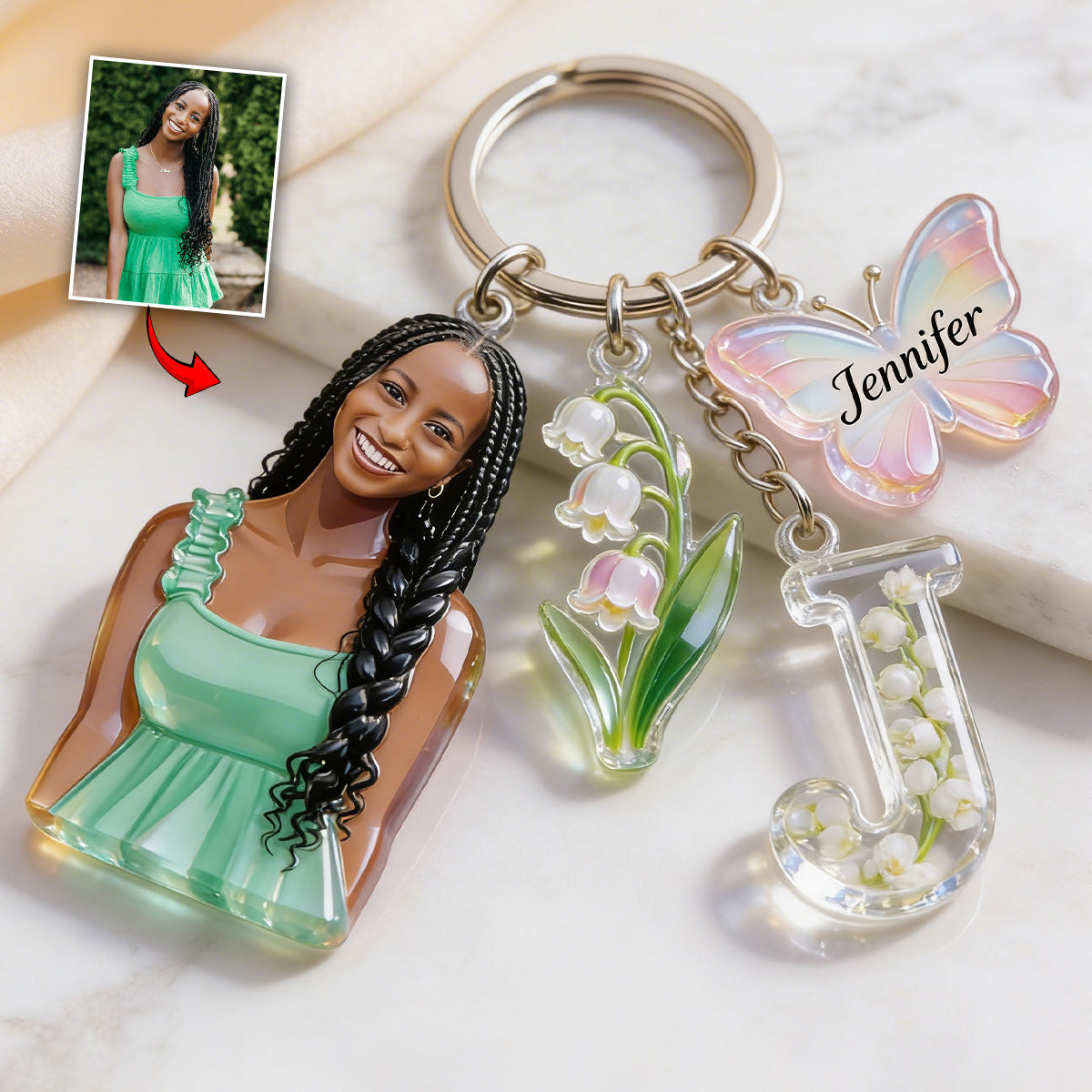 Love Yourself - Personalized Birth Month Flower Keychain With Charms