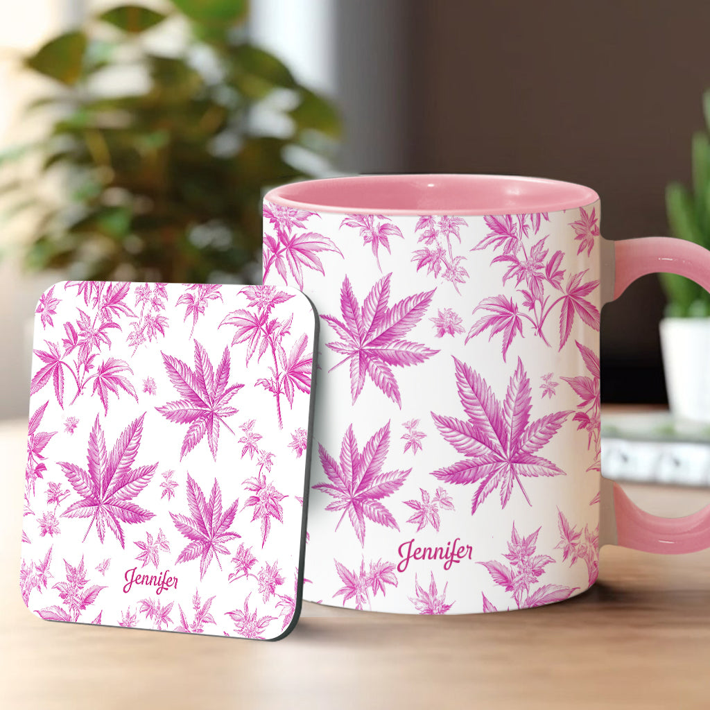 Mug personnalisé à motif cannabis Pink Toil