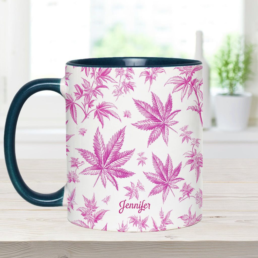 Mug personnalisé à motif cannabis Pink Toil