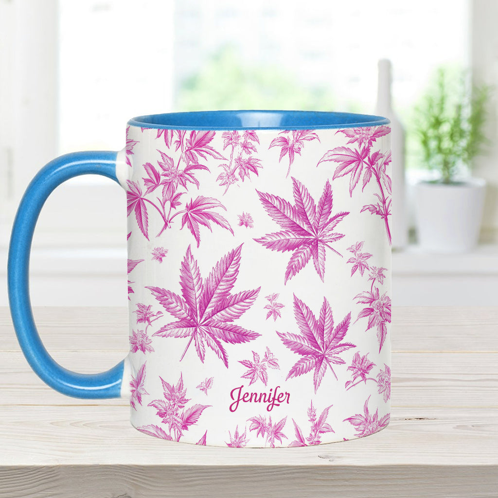 Mug personnalisé à motif cannabis Pink Toil