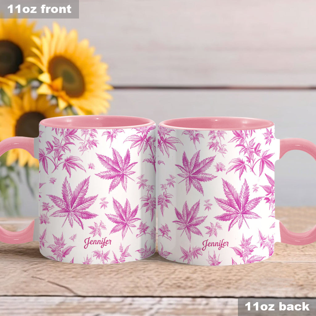 Mug personnalisé à motif cannabis Pink Toil