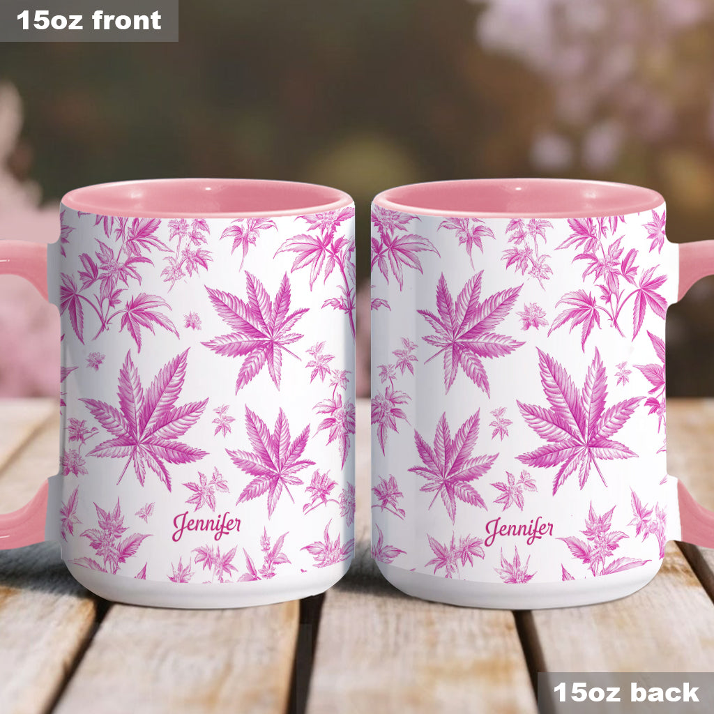 Mug personnalisé à motif cannabis Pink Toil