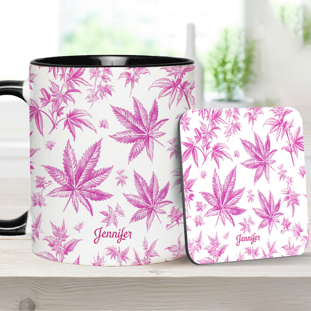 Mug personnalisé à motif cannabis Pink Toil