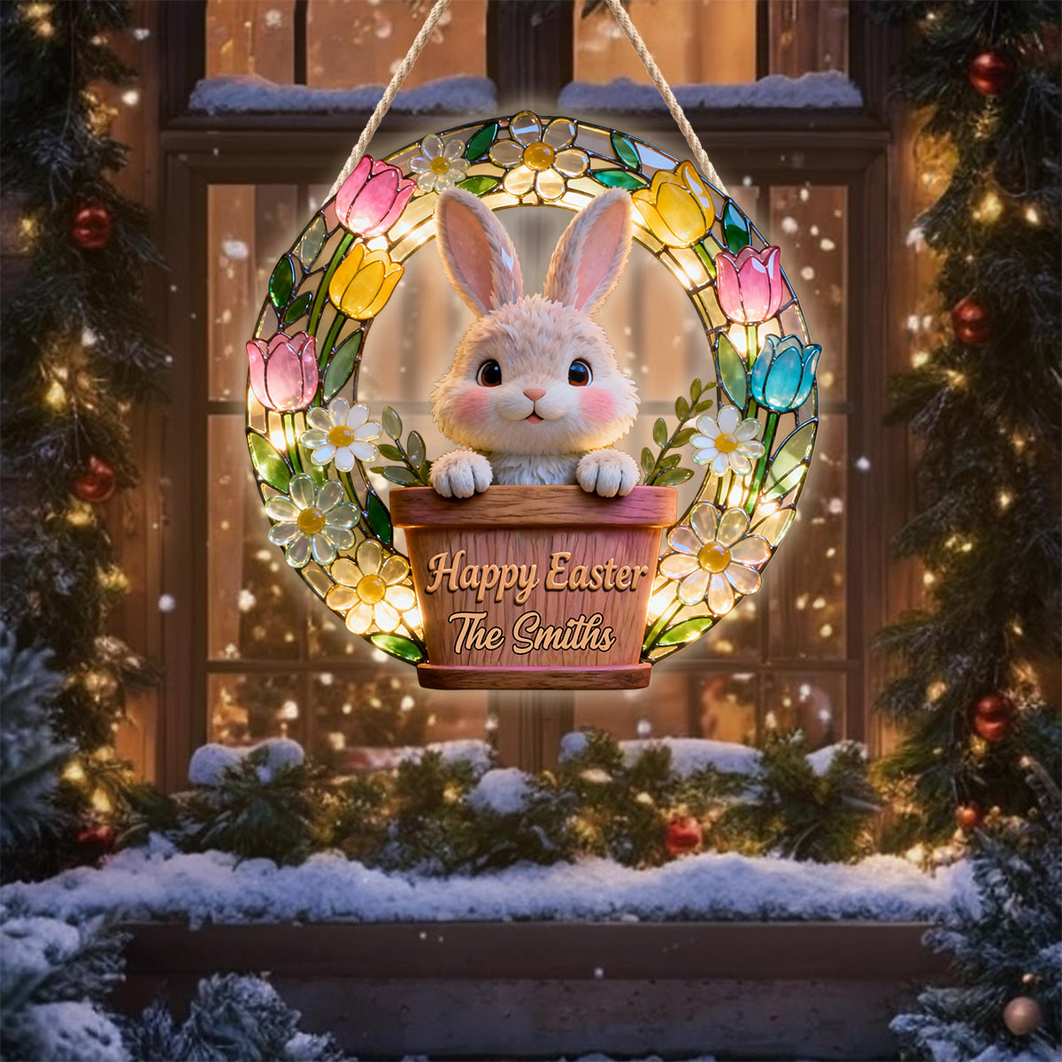 Happy Easter - Personalized Family LED Light Acrylic Sign