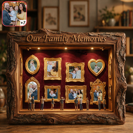 Nos Souvenirs - Boîte à Ombres en Bois Personnalisée pour Famille