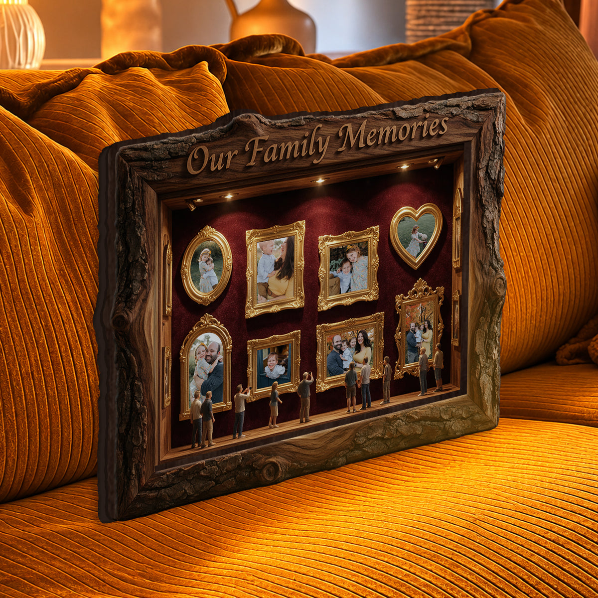 Nos Souvenirs - Boîte à Ombres en Bois Personnalisée pour Famille