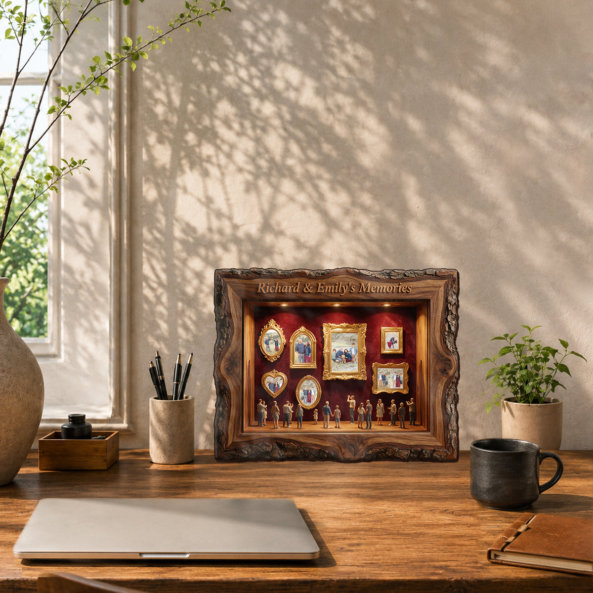Nos Souvenirs - Boîte à Ombres en Bois Personnalisée pour Famille