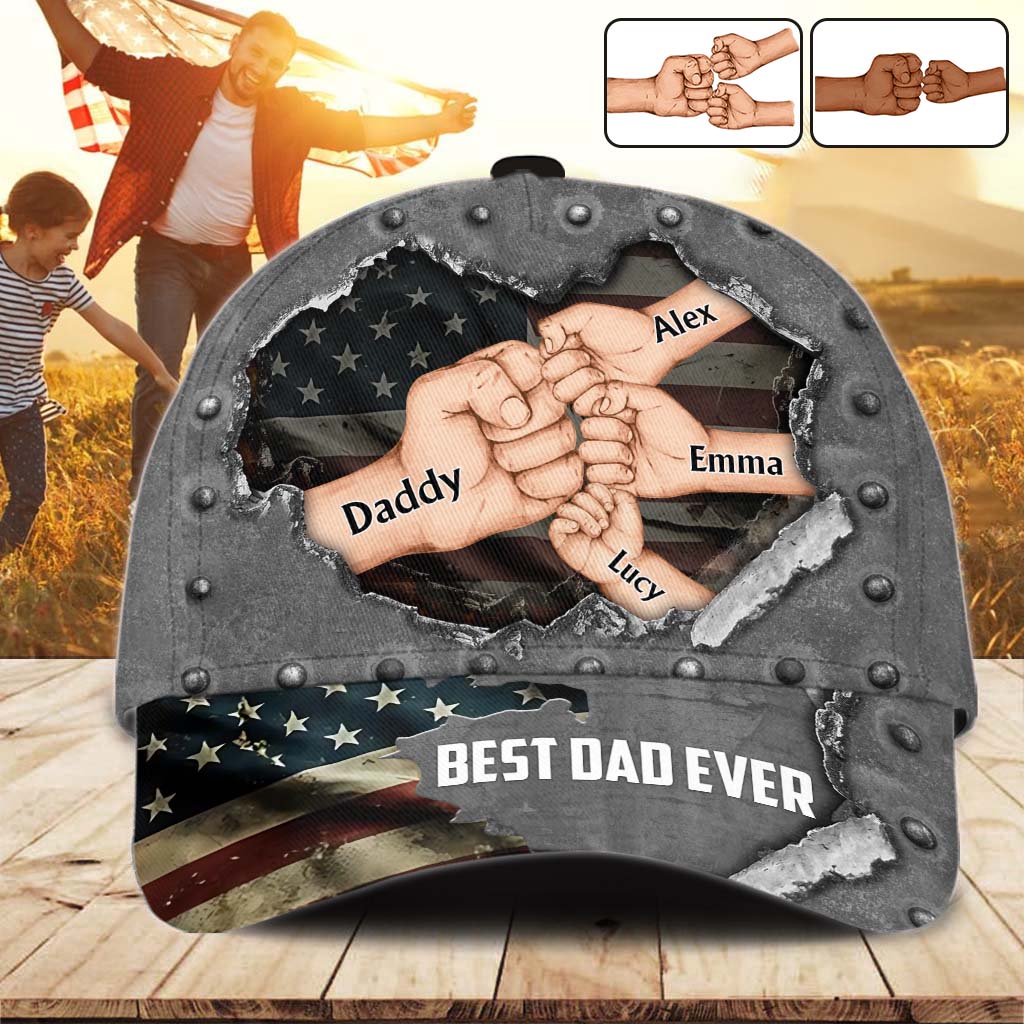Gift For Dad Best Dad Ever Fist Bump - Personalized Father Classic Cap