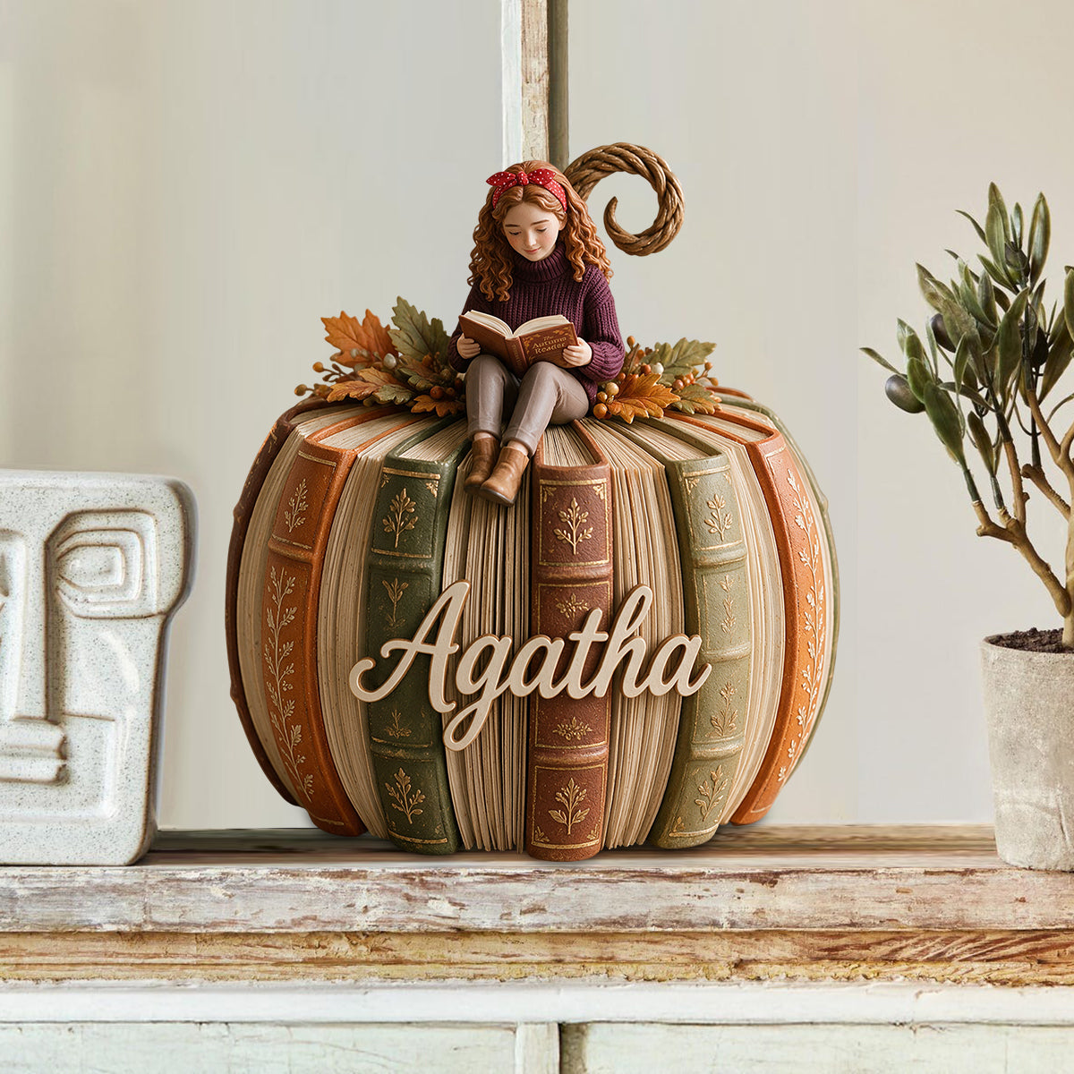 Book Pumpkin - Personalized Book Custom Shaped Wood Plaque