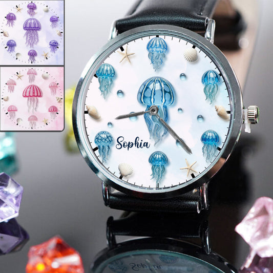 Amoureux des méduses - Montre-bracelet personnalisée pour les amoureux de la mer