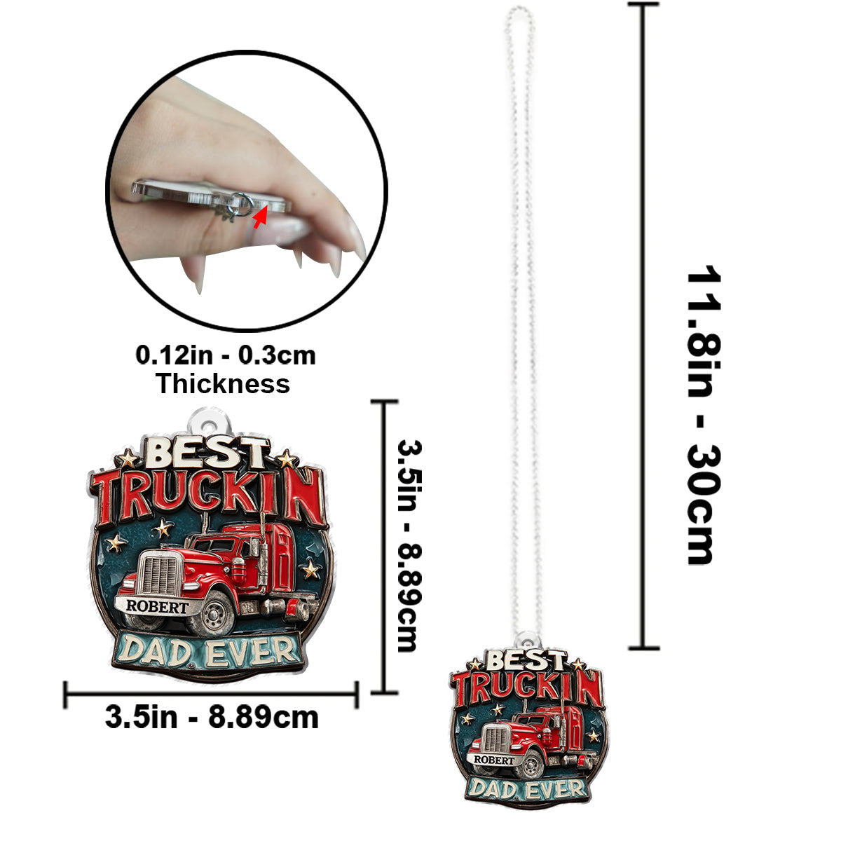 Meilleur papa routier du monde - Ornement de voiture personnalisé en forme de camionneur