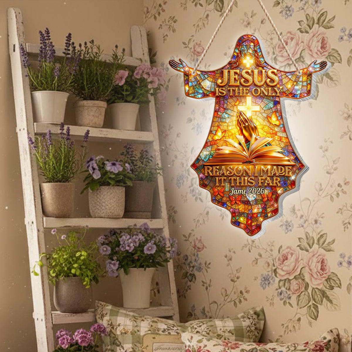 Jésus est la seule raison pour laquelle j'ai réussi à aller aussi loin - Panneau lumineux LED chrétien personnalisé en acrylique