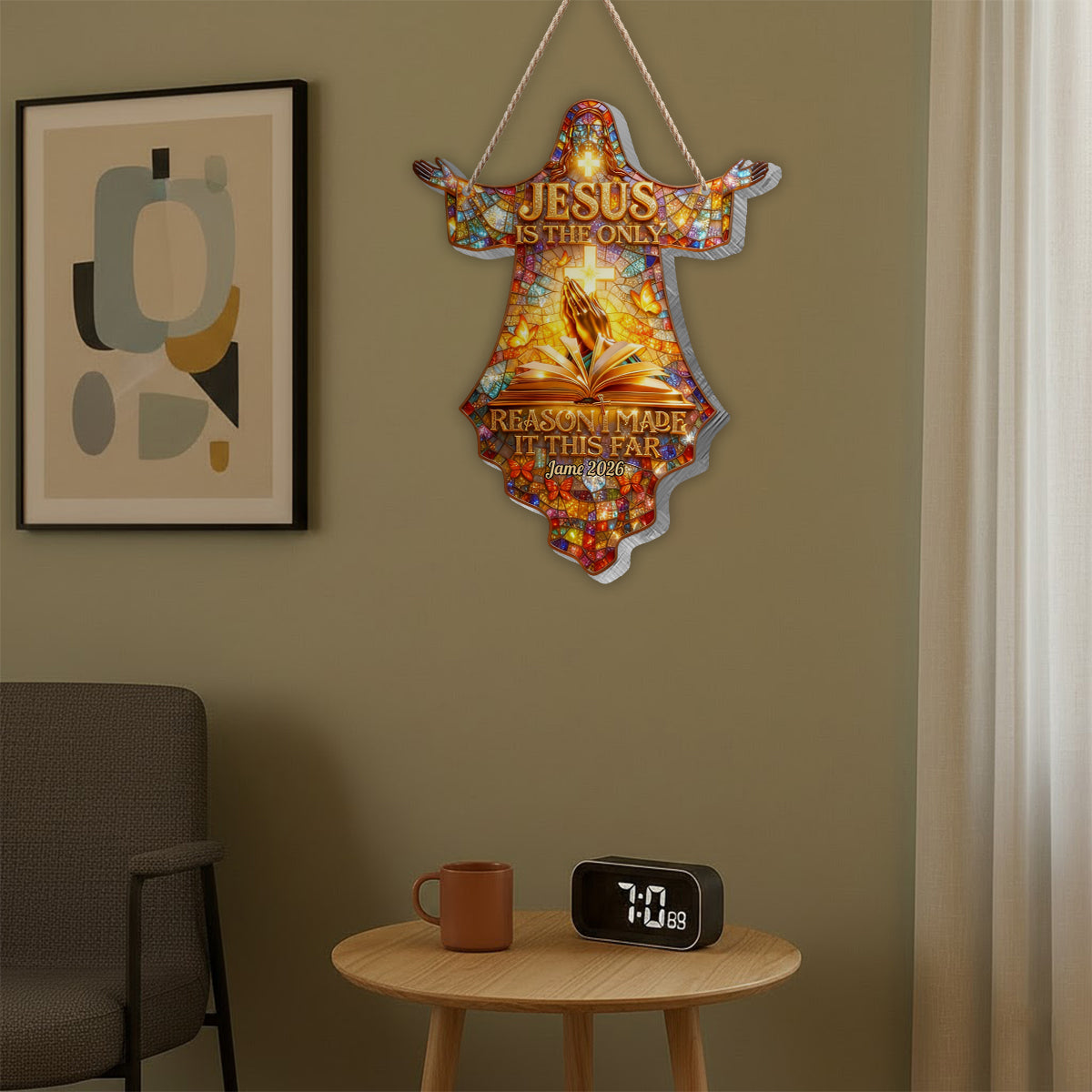 Jésus est la seule raison pour laquelle j'ai réussi à aller aussi loin - Panneau lumineux LED chrétien personnalisé en acrylique