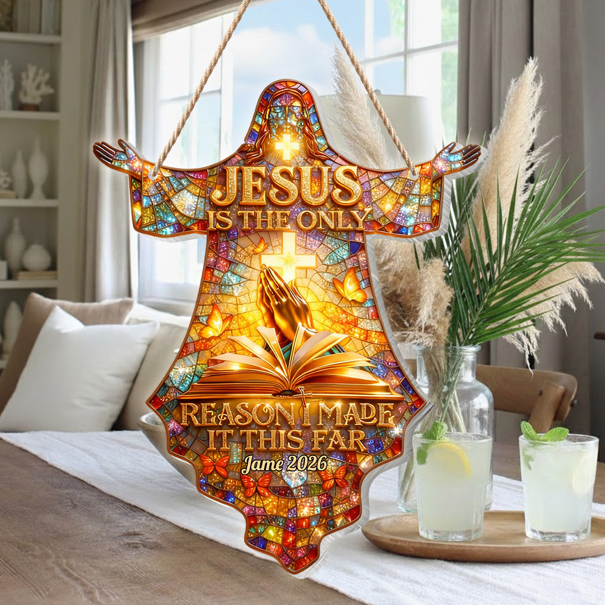 Jésus est la seule raison pour laquelle j'ai réussi à aller aussi loin - Panneau lumineux LED chrétien personnalisé en acrylique