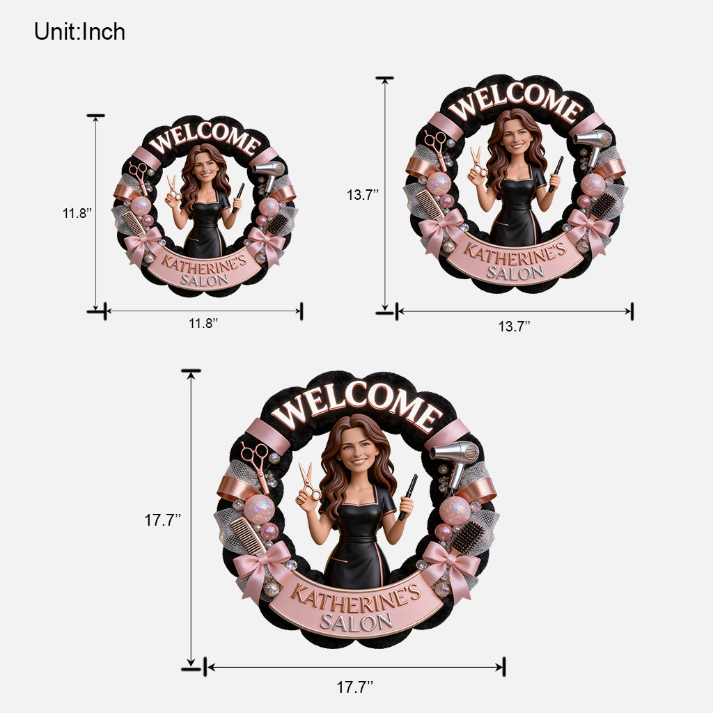 Any Photo Hair Salon Welcome Sign - Personalized Hairdresser Custom Shaped Wood Sign