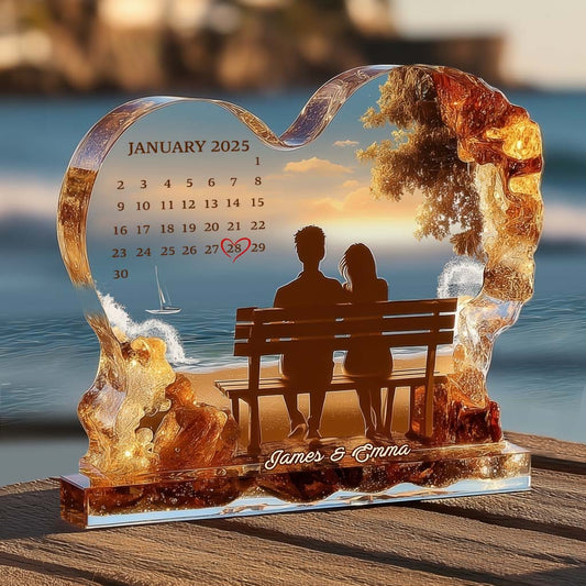 Calendrier personnalisé cadeau d'anniversaire - Plaque acrylique personnalisée pour couple