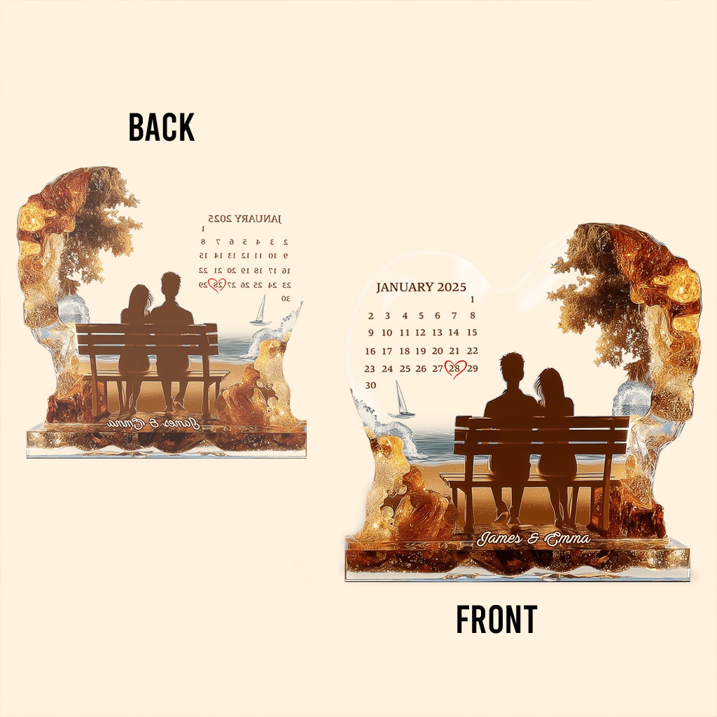Calendrier personnalisé cadeau d'anniversaire - Plaque acrylique personnalisée pour couple
