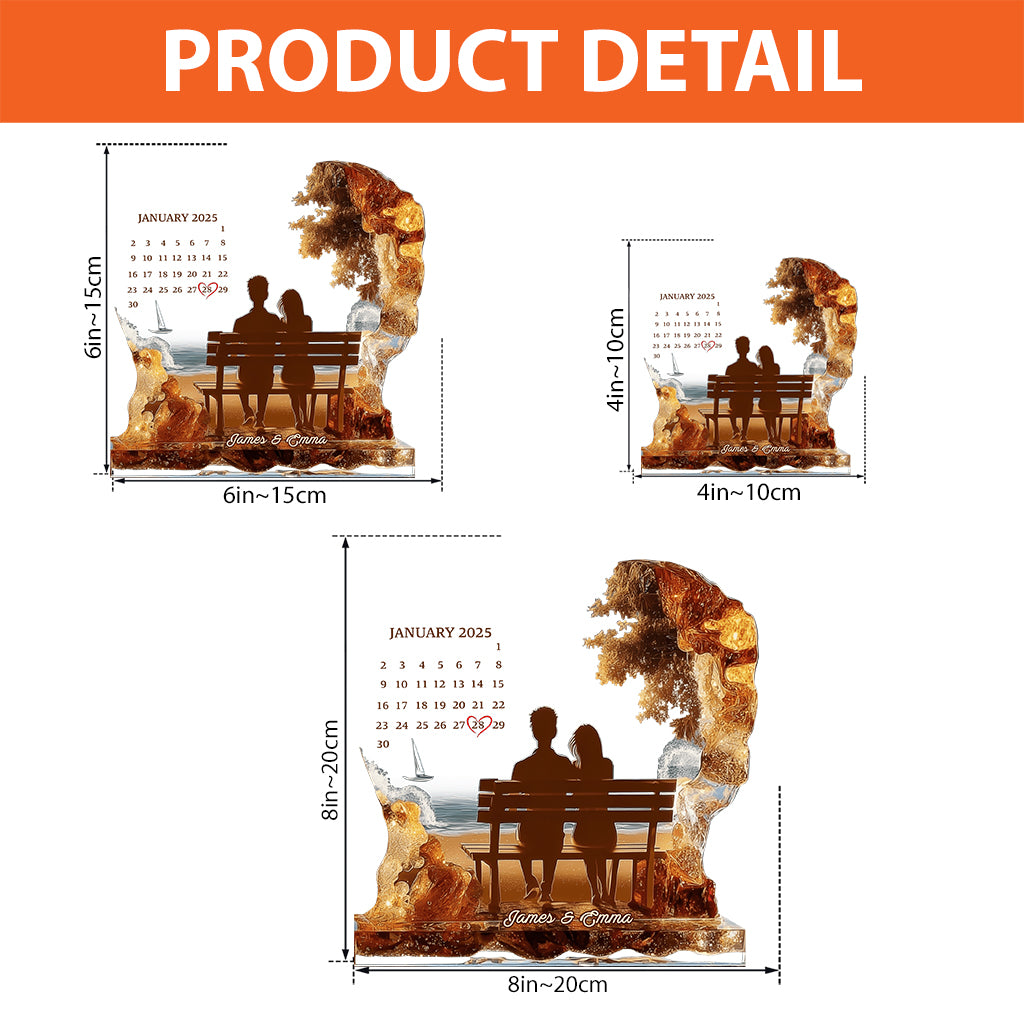 Calendrier personnalisé cadeau d'anniversaire - Plaque acrylique personnalisée pour couple