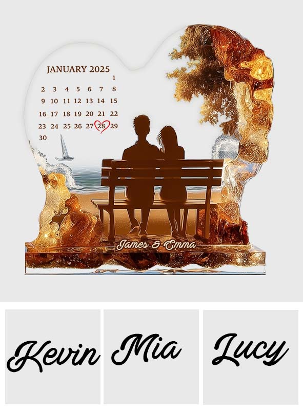 Calendrier personnalisé cadeau d'anniversaire - Plaque acrylique personnalisée pour couple