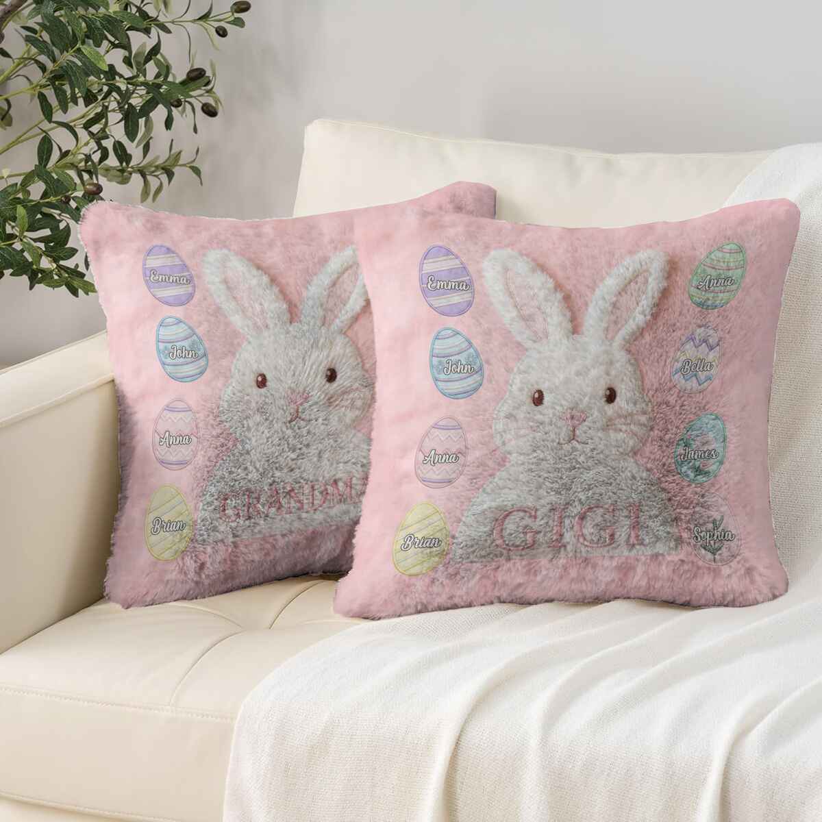 Easter Gift For Grandma, Mom - Personalized Grandma Faux Fur Square Pillow