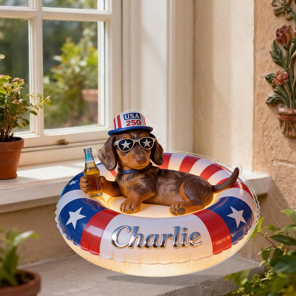 250e Anniversaire - Lampe Solaire Acrylique Personnalisée pour Chien