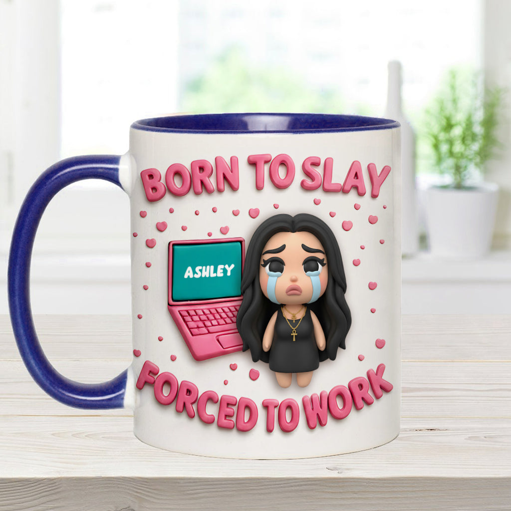 Né pour briller, forcé de travailler - Mug personnalisé pour collègue