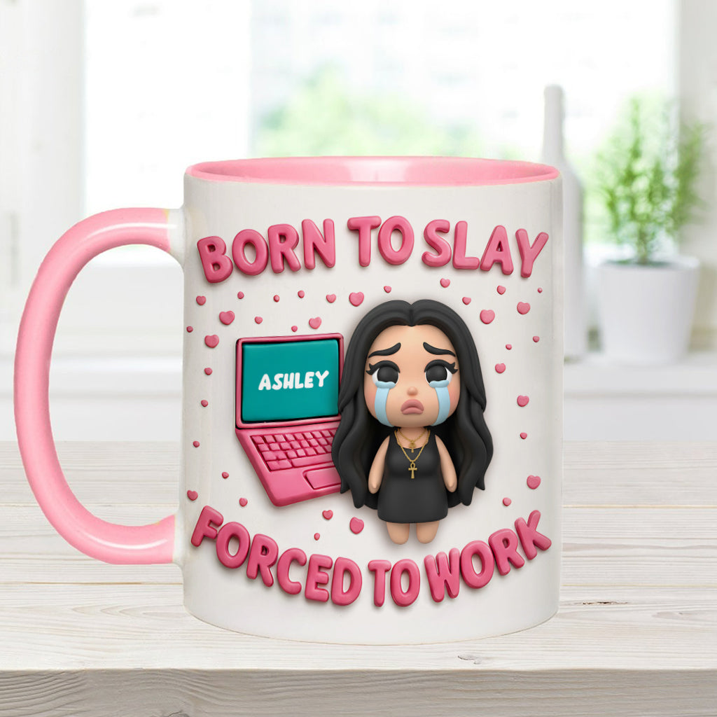 Né pour briller, forcé de travailler - Mug personnalisé pour collègue
