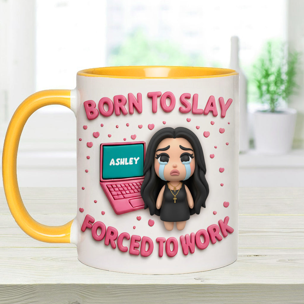 Né pour briller, forcé de travailler - Mug personnalisé pour collègue