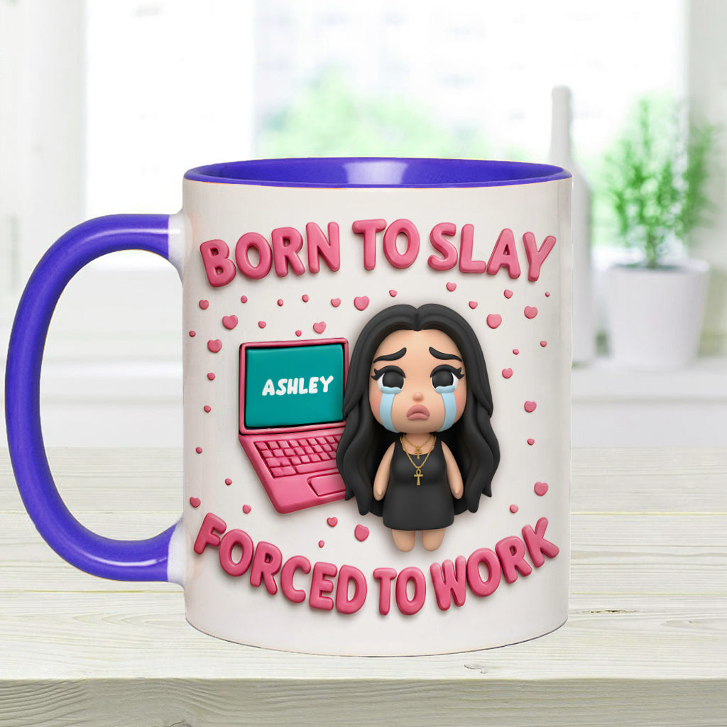 Né pour briller, forcé de travailler - Mug personnalisé pour collègue