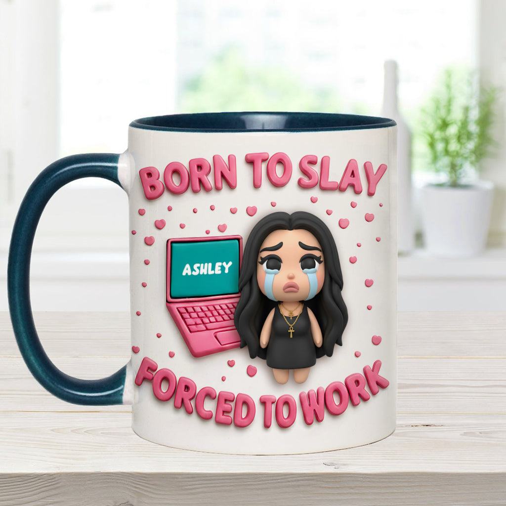 Né pour briller, forcé de travailler - Mug personnalisé pour collègue