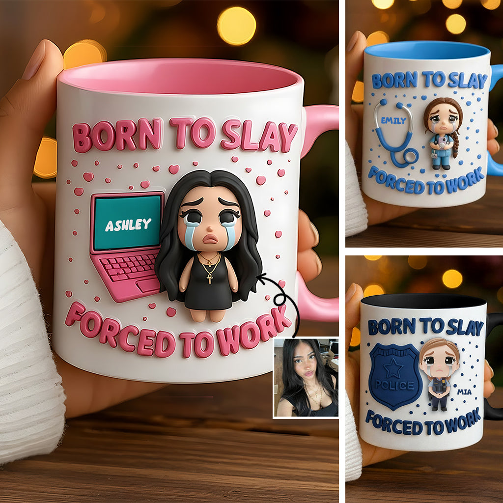 Né pour briller, forcé de travailler - Mug personnalisé pour collègue