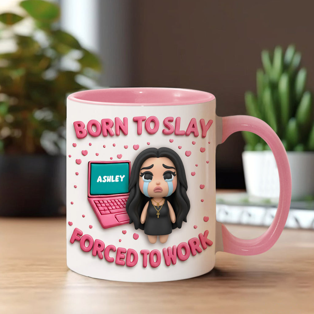 Né pour briller, forcé de travailler - Mug personnalisé pour collègue