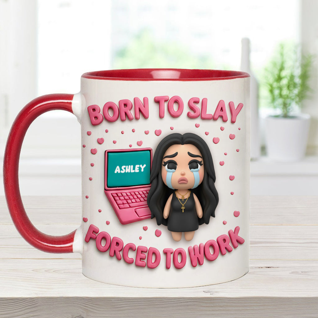 Né pour briller, forcé de travailler - Mug personnalisé pour collègue