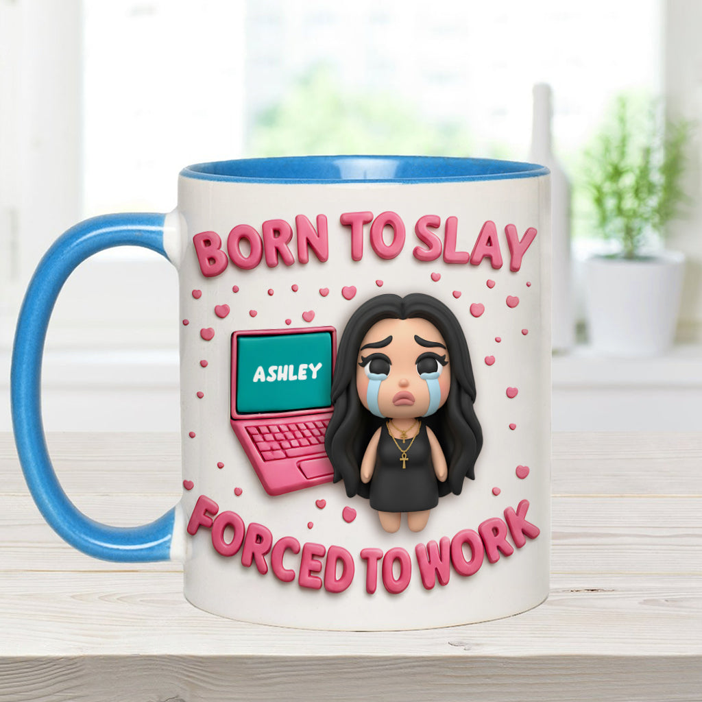 Né pour briller, forcé de travailler - Mug personnalisé pour collègue