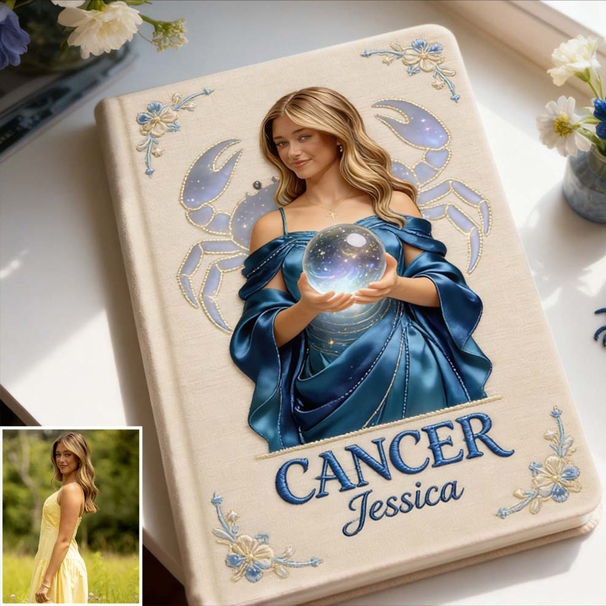 Custom Any Photo Zodiac Style - Personalized Horoscope Leather Journal