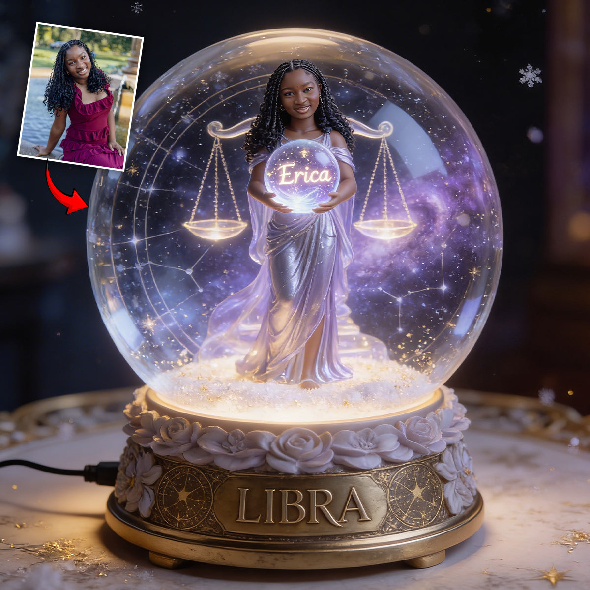 Custom Any Photo Zodiac Style - Personalized Horoscope Acrylic LED Night Light