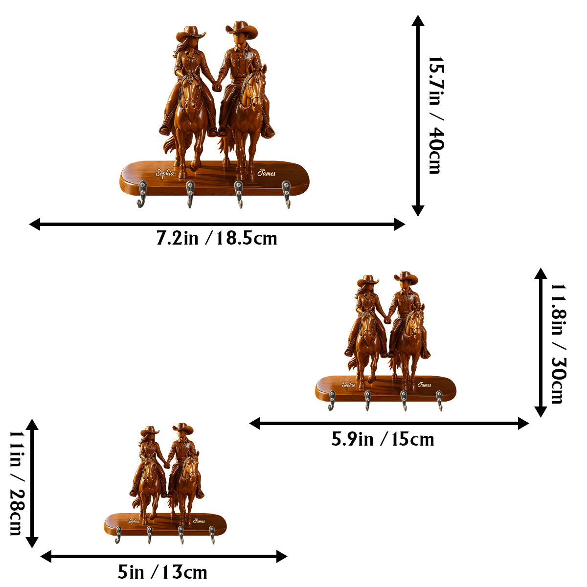 Partenaires de chevauchée pour la vie - Porte-clés personnalisé en forme de cowgirl