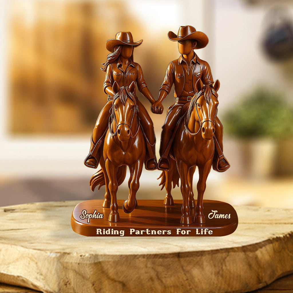 Riding Partners For Life - Personalized Cowgirl Custom Shaped Acrylic Plaque