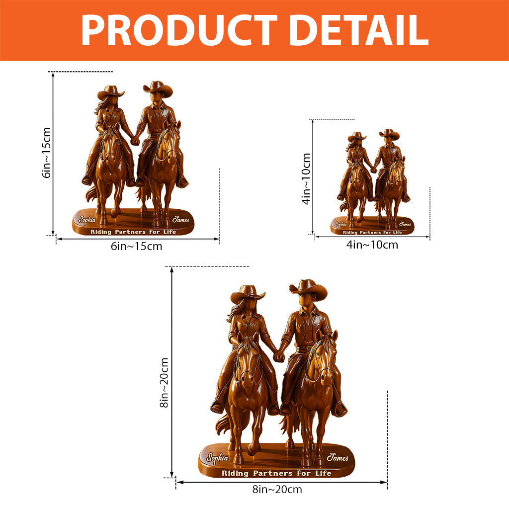Riding Partners For Life - Personalized Cowgirl Custom Shaped Acrylic Plaque