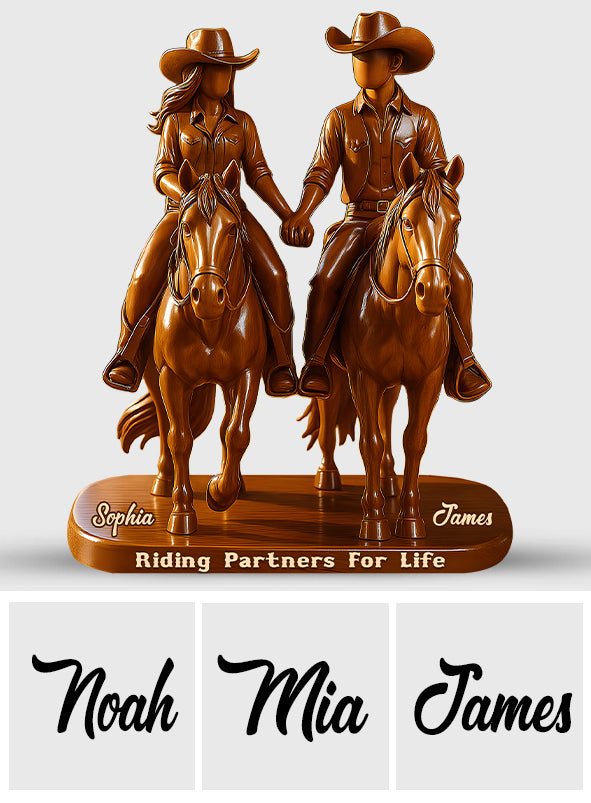 Riding Partners For Life - Personalized Cowgirl Custom Shaped Acrylic Plaque