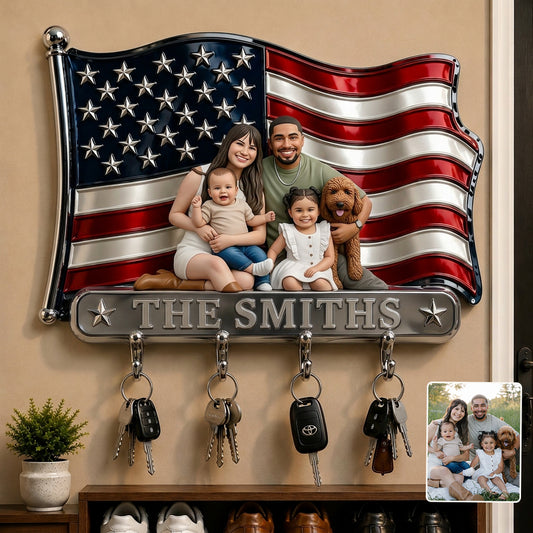 Cadeau Photo de Famille - Porte-Clés Personnalisé en Bois